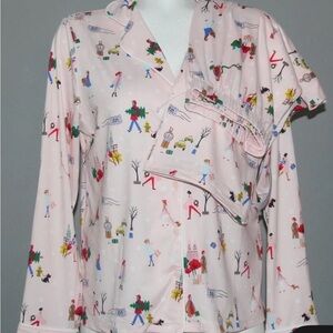Kate Spade Pink Pajama Set with New York City Christmas Print